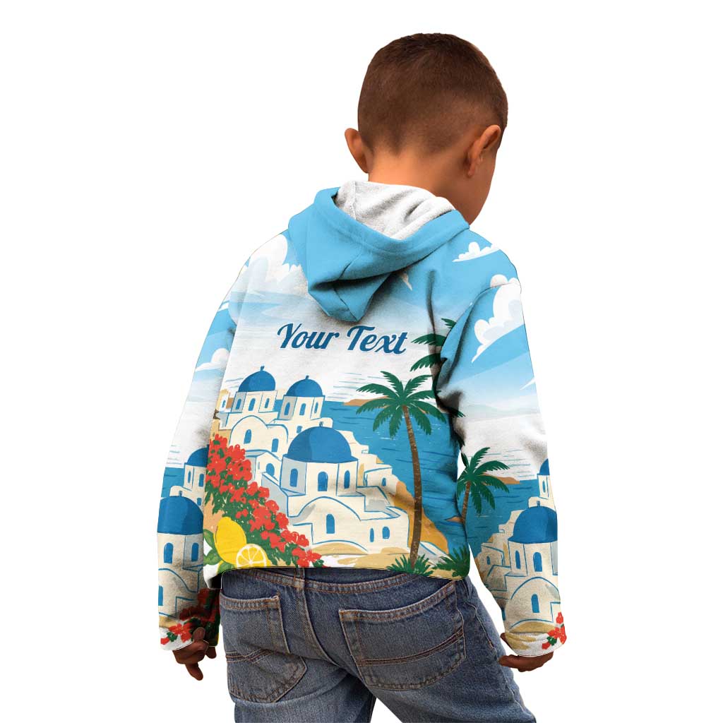 Greece Santorini Personalized Kid Hoodie Greek Island Blue Dome Architecture Art