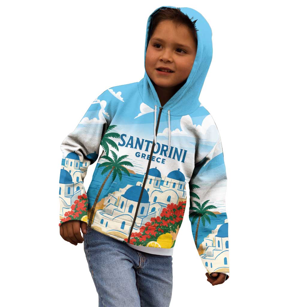 Greece Santorini Personalized Kid Hoodie Greek Island Blue Dome Architecture Art