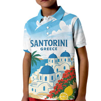 Greece Santorini Personalized Kid Polo Shirt Greek Island Blue Dome Architecture Art