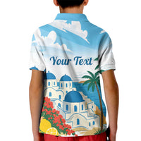 Greece Santorini Personalized Kid Polo Shirt Greek Island Blue Dome Architecture Art