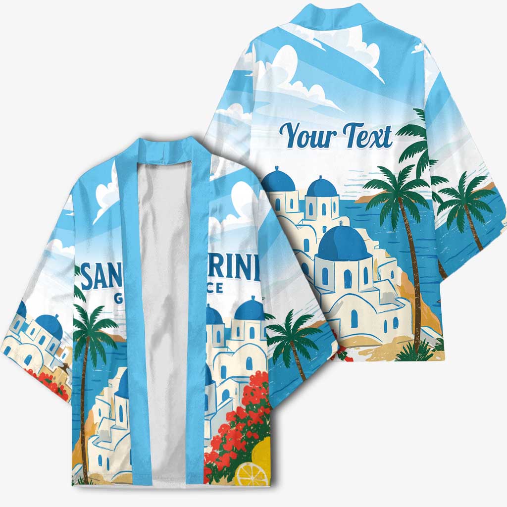Greece Santorini Personalized Kimono Greek Island Blue Dome Architecture Art