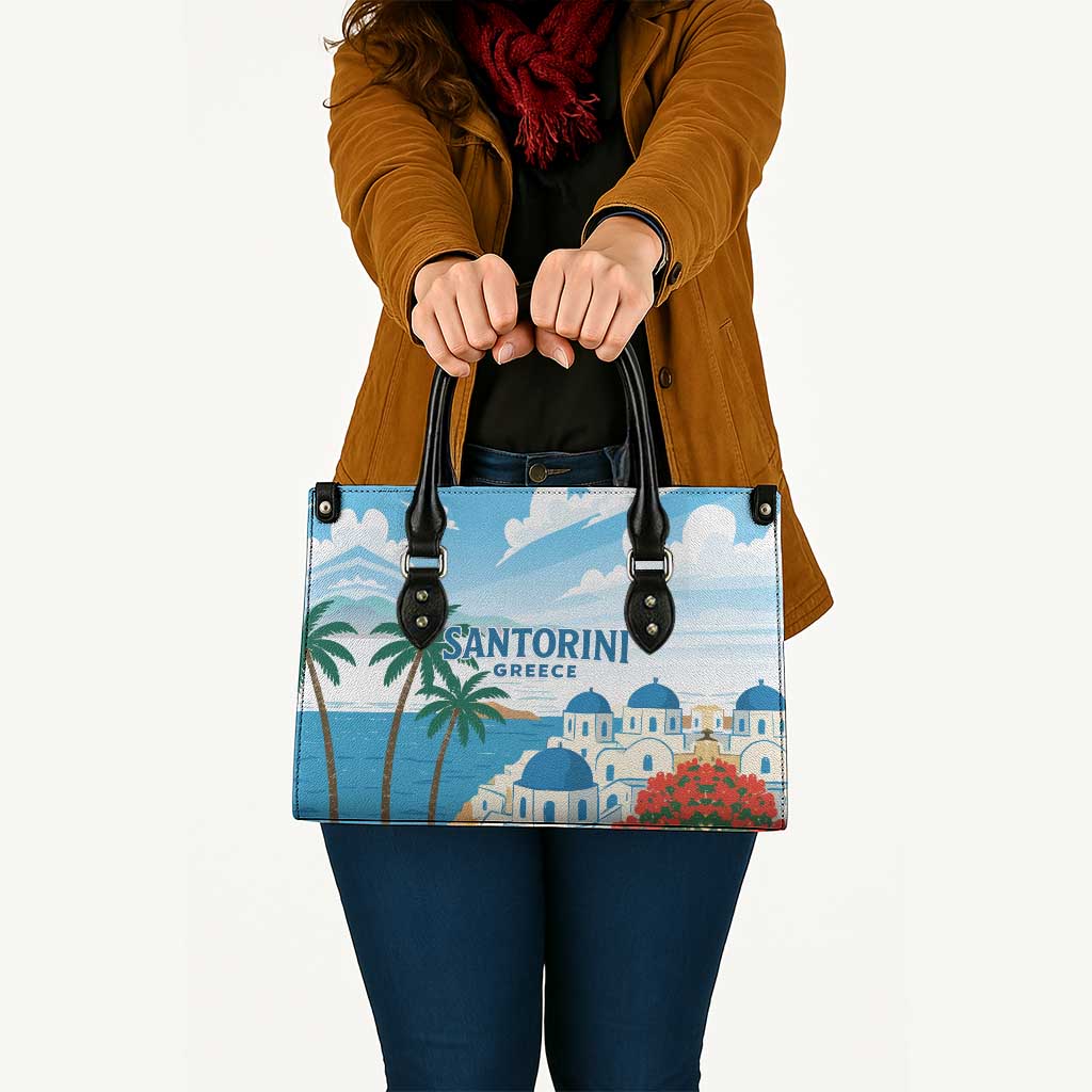 Greece Santorini Leather Bag Greek Island Blue Dome Architecture Art