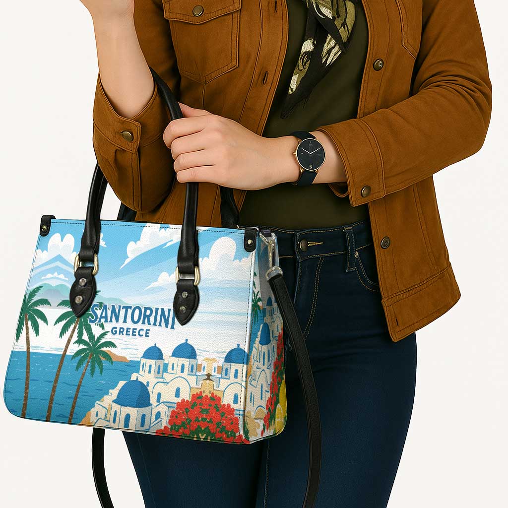 Greece Santorini Leather Bag Greek Island Blue Dome Architecture Art