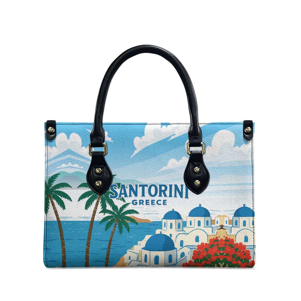 Greece Santorini Leather Bag Greek Island Blue Dome Architecture Art