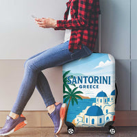 Greece Santorini Luggage Cover Greek Island Blue Dome Architecture Art