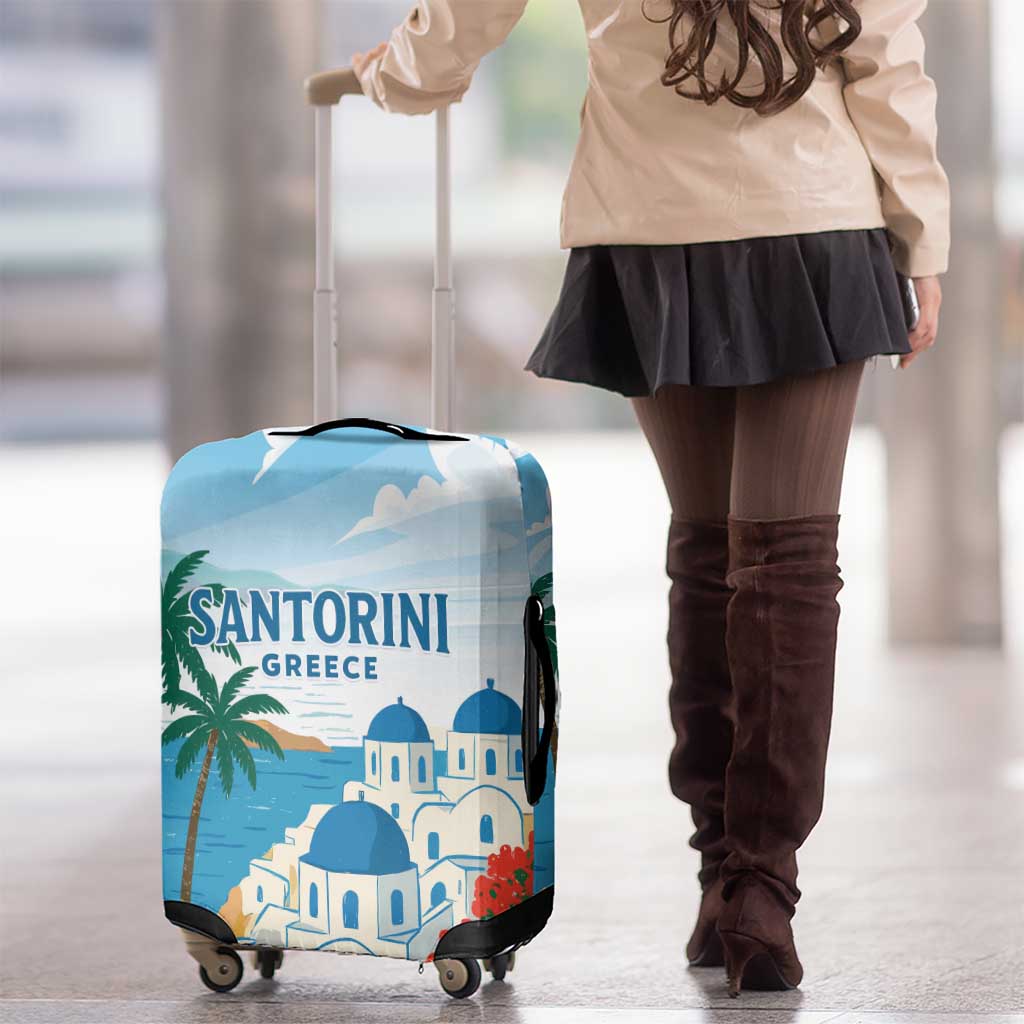 Greece Santorini Luggage Cover Greek Island Blue Dome Architecture Art
