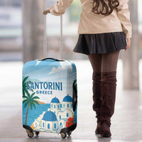 Greece Santorini Luggage Cover Greek Island Blue Dome Architecture Art