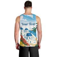 Greece Santorini Personalized Men Tank Top Greek Island Blue Dome Architecture Art