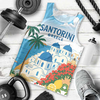 Greece Santorini Personalized Men Tank Top Greek Island Blue Dome Architecture Art