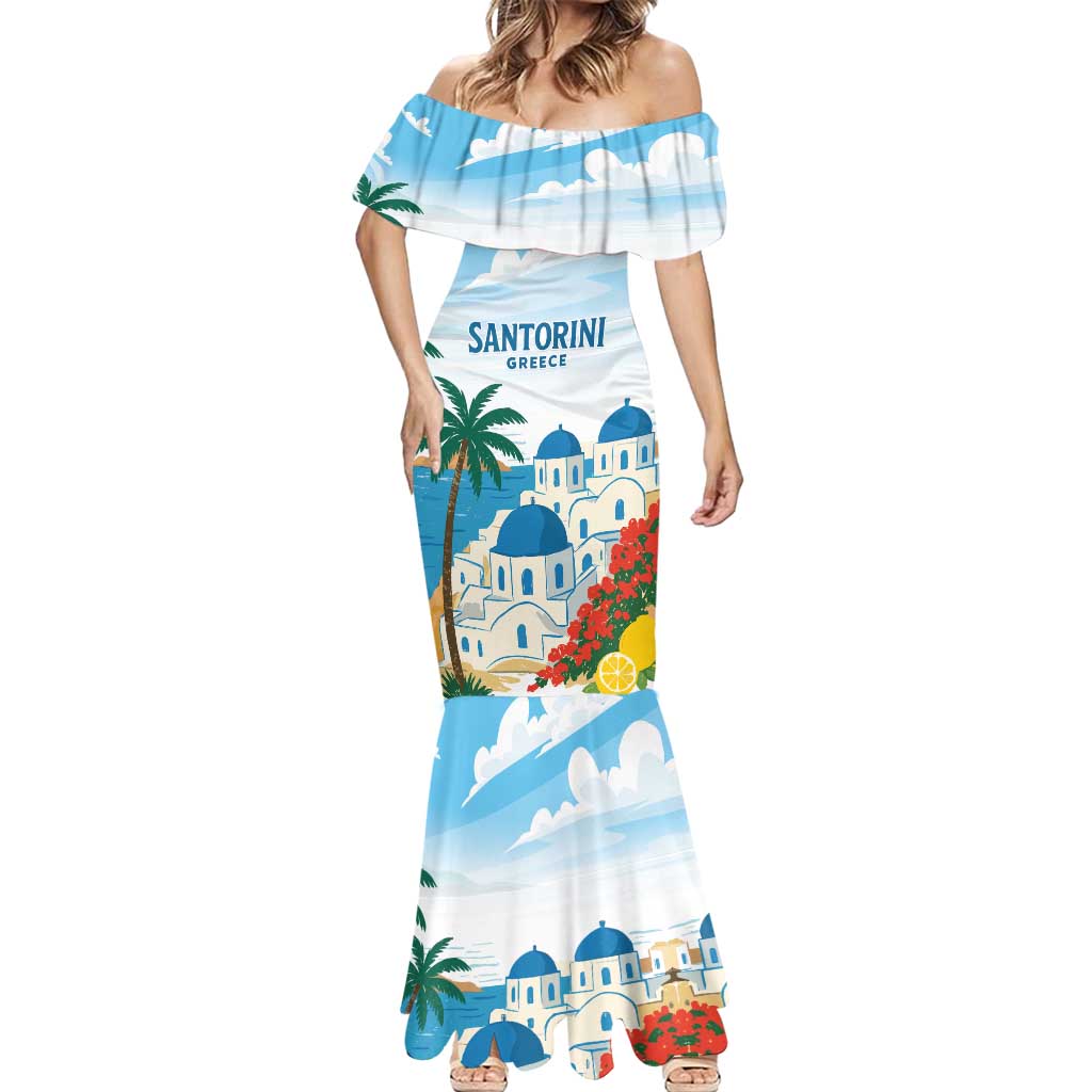 Greece Santorini Personalized Mermaid Dress Greek Island Blue Dome Architecture Art