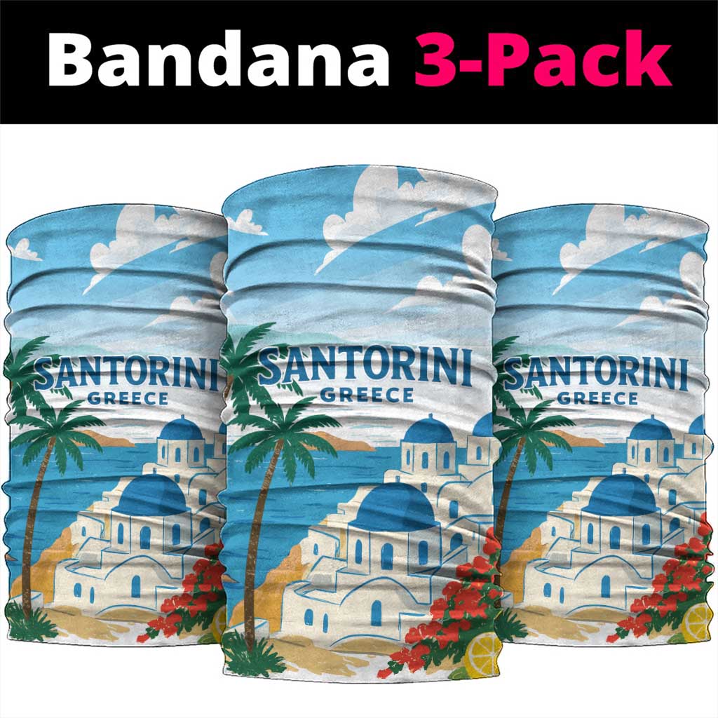 Greece Santorini Neck Gaiter Greek Island Blue Dome Architecture Art