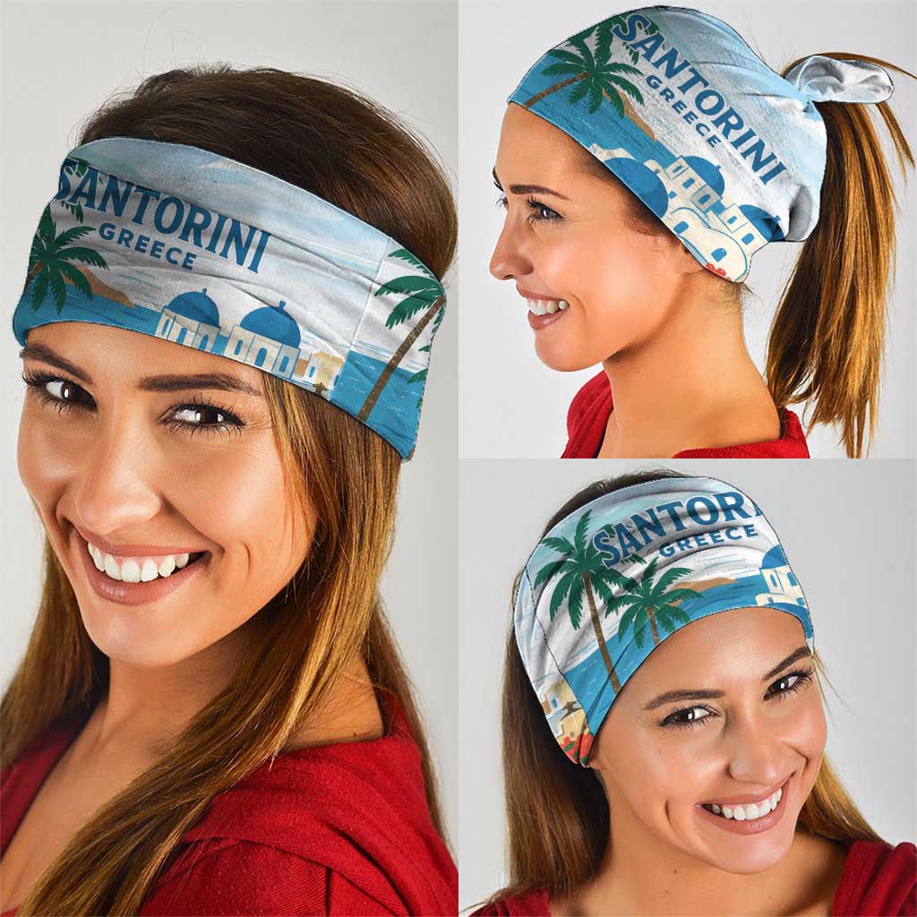 Greece Santorini Neck Gaiter Greek Island Blue Dome Architecture Art