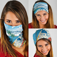 Greece Santorini Neck Gaiter Greek Island Blue Dome Architecture Art