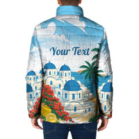 Greece Santorini Personalized Padded Jacket Greek Island Blue Dome Architecture Art