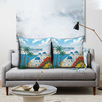 Greece Santorini Pillow Cover Greek Island Blue Dome Architecture Art