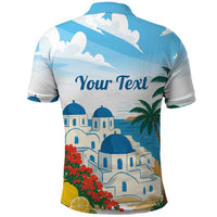 Greece Santorini Personalized Polo Shirt Greek Island Blue Dome Architecture Art