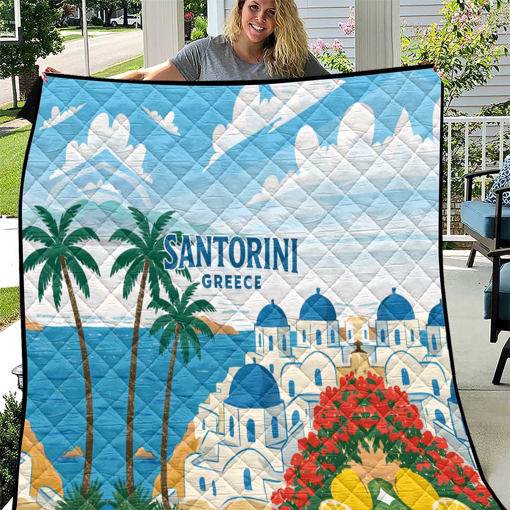 Greece Santorini Quilt Greek Island Blue Dome Architecture Art