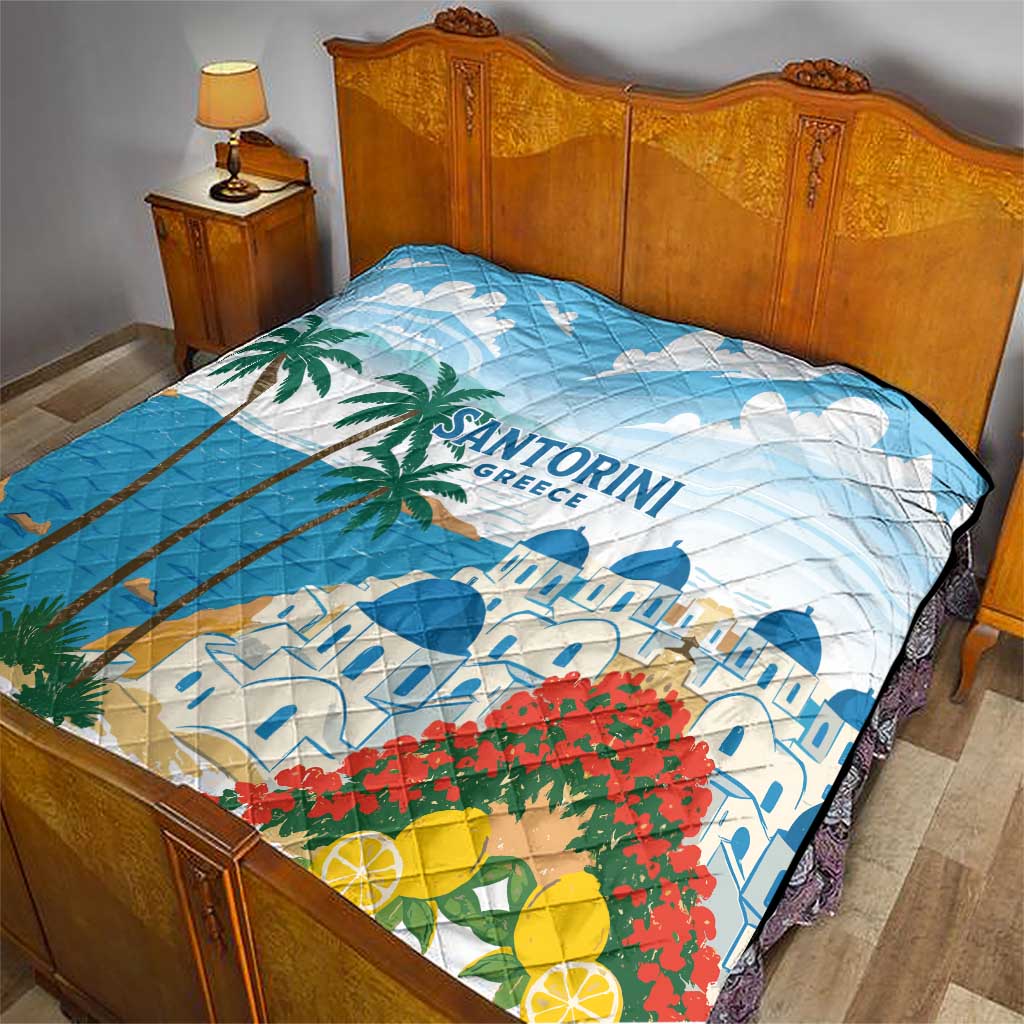 Greece Santorini Quilt Greek Island Blue Dome Architecture Art