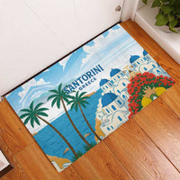 Greece Santorini Rubber Doormat Greek Island Blue Dome Architecture Art