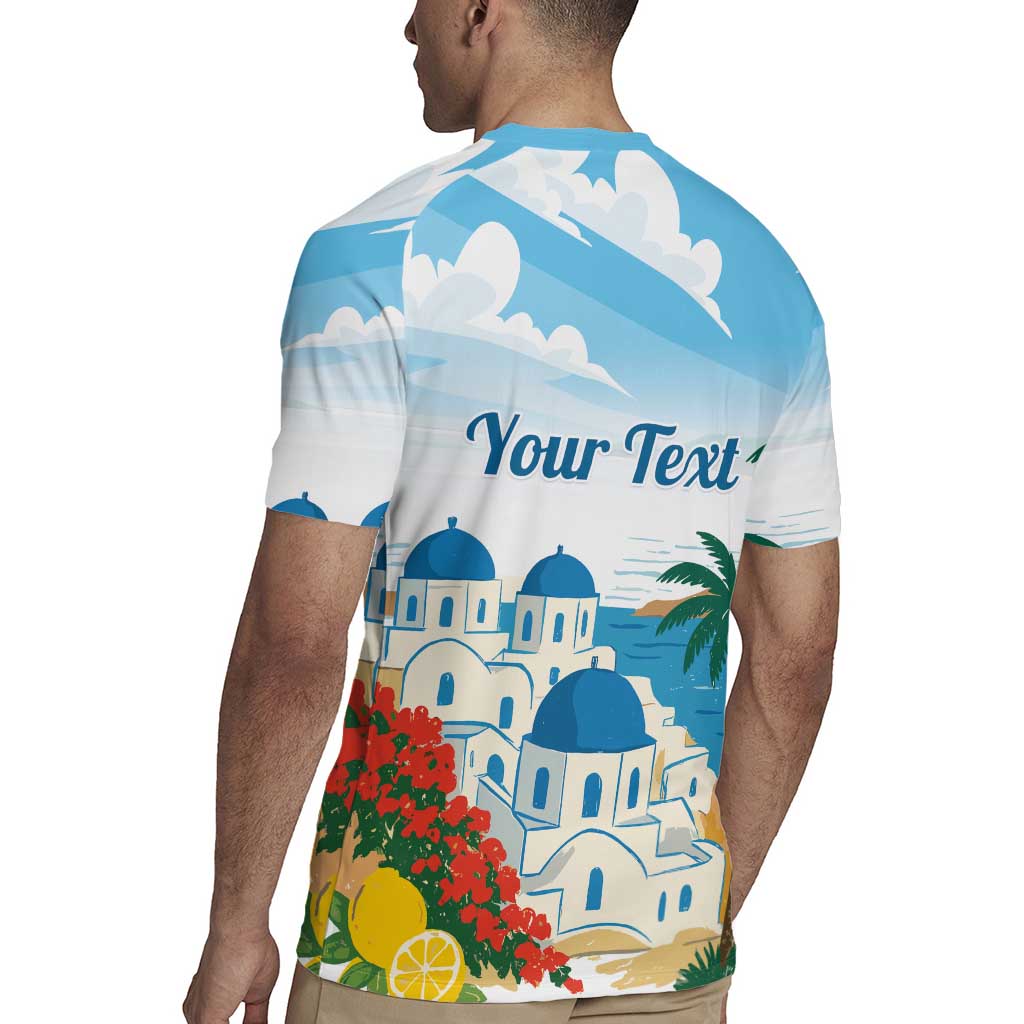 Greece Santorini Personalized Rugby Jersey Greek Island Blue Dome Architecture Art
