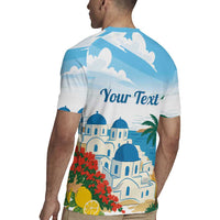 Greece Santorini Personalized Rugby Jersey Greek Island Blue Dome Architecture Art