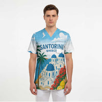 Greece Santorini Personalized Scrub Top Greek Island Blue Dome Architecture Art