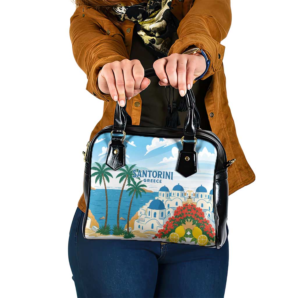 Greece Santorini Shoulder Handbag Greek Island Blue Dome Architecture Art
