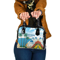 Greece Santorini Shoulder Handbag Greek Island Blue Dome Architecture Art