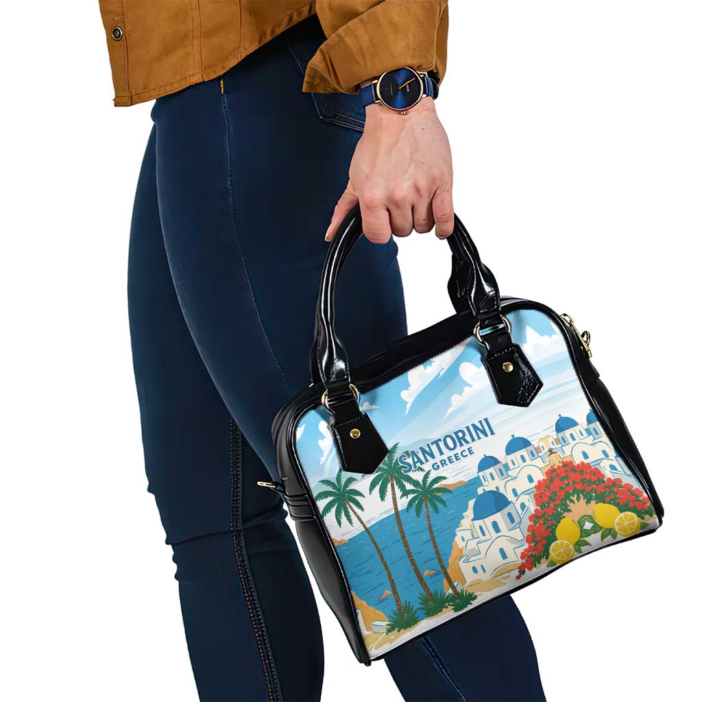 Greece Santorini Shoulder Handbag Greek Island Blue Dome Architecture Art