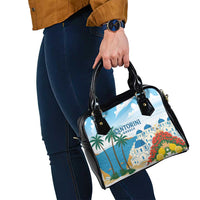 Greece Santorini Shoulder Handbag Greek Island Blue Dome Architecture Art