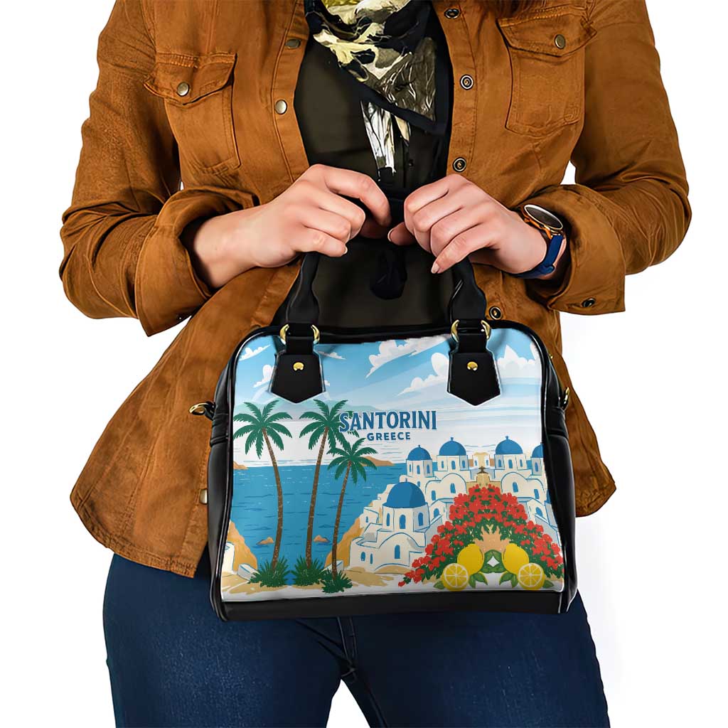 Greece Santorini Shoulder Handbag Greek Island Blue Dome Architecture Art