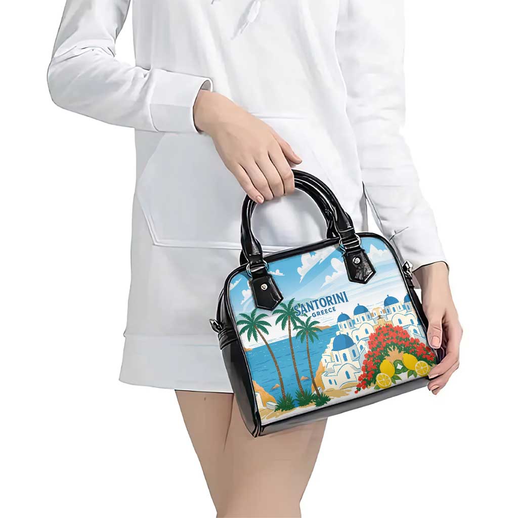 Greece Santorini Shoulder Handbag Greek Island Blue Dome Architecture Art