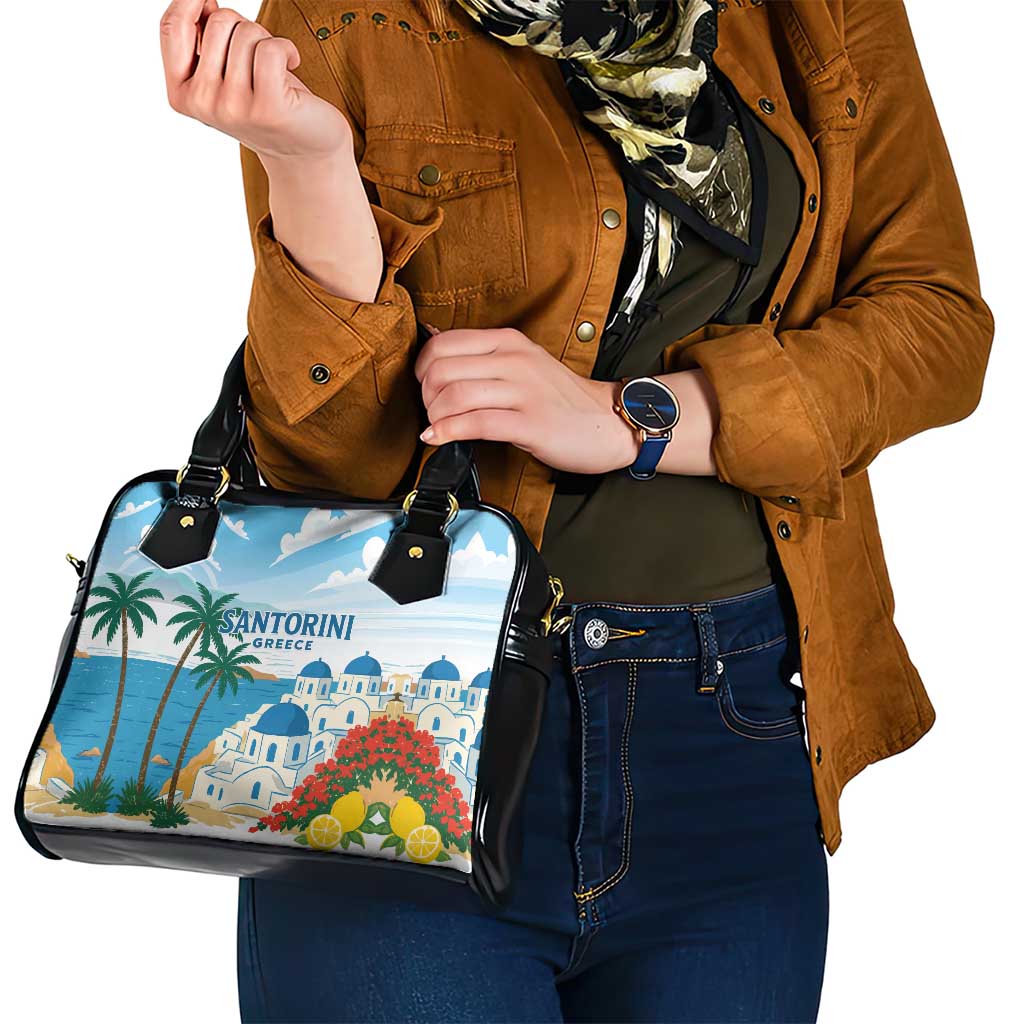 Greece Santorini Shoulder Handbag Greek Island Blue Dome Architecture Art