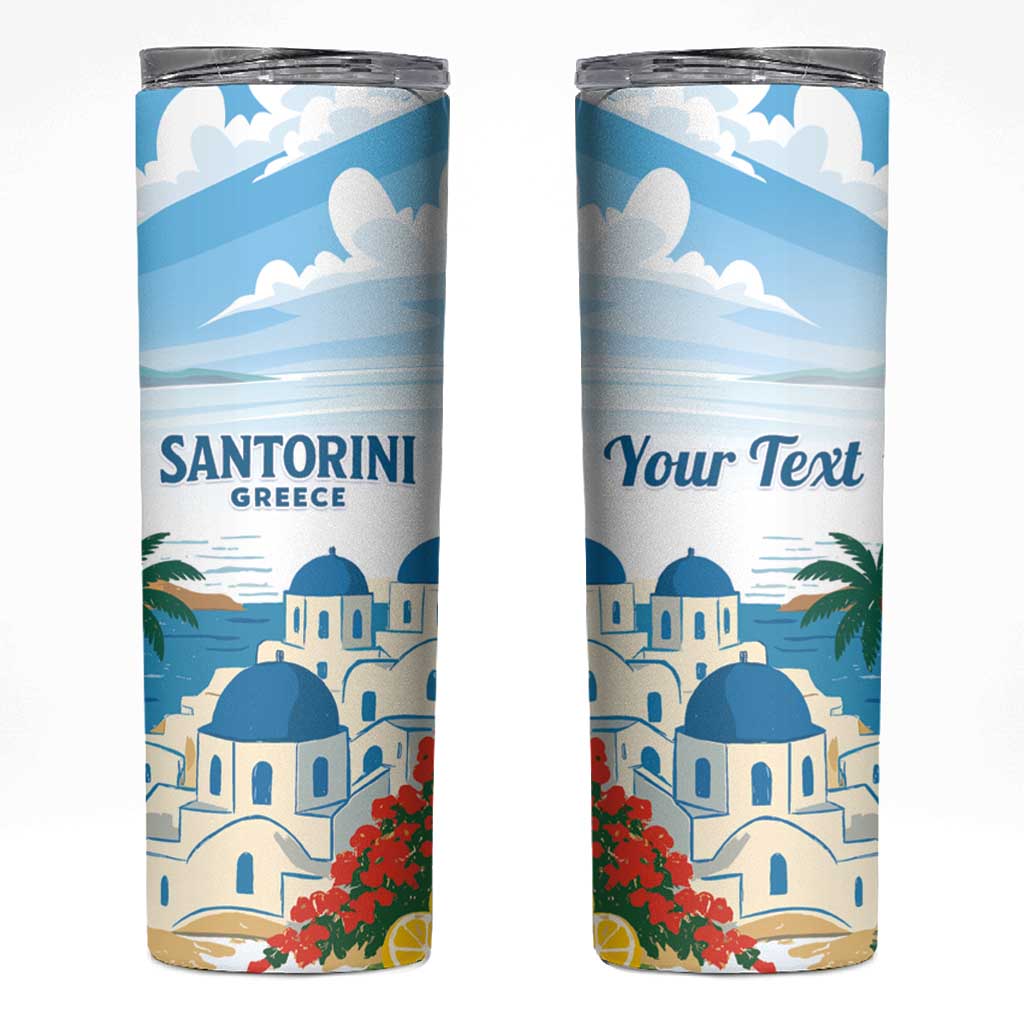 Greece Santorini Personalized Skinny Tumbler Greek Island Blue Dome Architecture Art