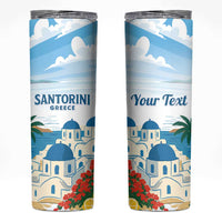 Greece Santorini Personalized Skinny Tumbler Greek Island Blue Dome Architecture Art