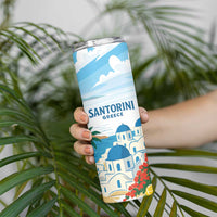 Greece Santorini Personalized Skinny Tumbler Greek Island Blue Dome Architecture Art