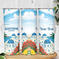 Greece Santorini Personalized Skinny Tumbler Greek Island Blue Dome Architecture Art