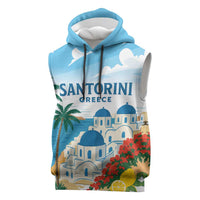 Greece Santorini Personalized Sleeveless Hoodie Greek Island Blue Dome Architecture Art