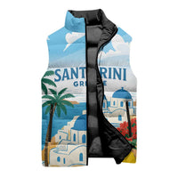 Greece Santorini Personalized Sleeveless Puffer Jacket Greek Island Blue Dome Architecture Art