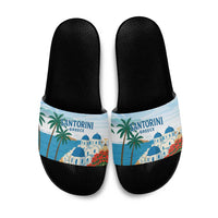 Greece Santorini Slide Sandals Greek Island Blue Dome Architecture Art
