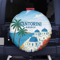 Greece Santorini Spare Tire Cover Greek Island Blue Dome Architecture Art