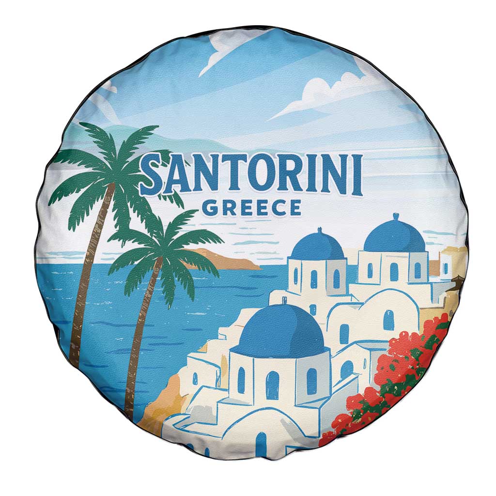 Greece Santorini Spare Tire Cover Greek Island Blue Dome Architecture Art