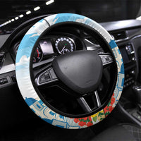 Greece Santorini Steering Wheel Cover Greek Island Blue Dome Architecture Art