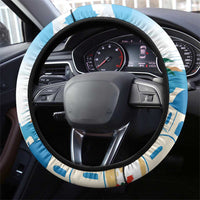 Greece Santorini Steering Wheel Cover Greek Island Blue Dome Architecture Art