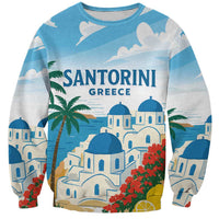 Greece Santorini Personalized Sweatshirt Greek Island Blue Dome Architecture Art