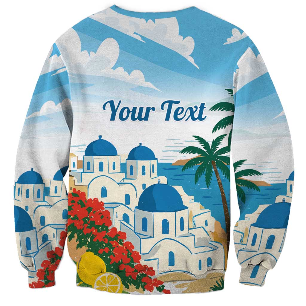Greece Santorini Personalized Sweatshirt Greek Island Blue Dome Architecture Art
