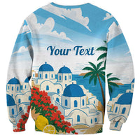 Greece Santorini Personalized Sweatshirt Greek Island Blue Dome Architecture Art