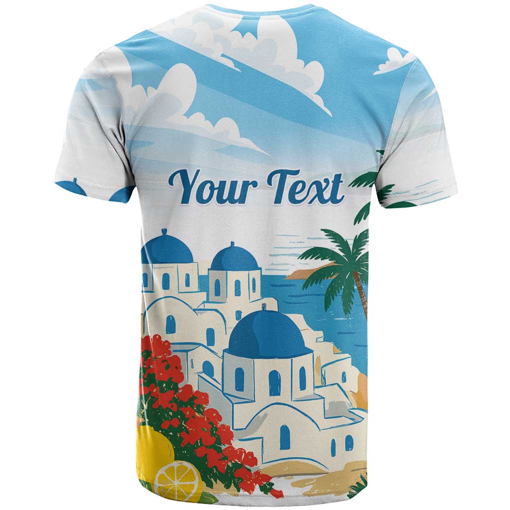 Greece Santorini Personalized T Shirt Greek Island Blue Dome Architecture Art