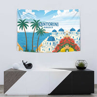 Greece Santorini Tapestry Greek Island Blue Dome Architecture Art