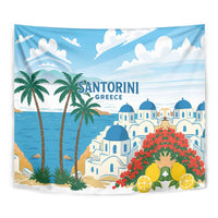 Greece Santorini Tapestry Greek Island Blue Dome Architecture Art